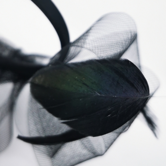 Fascinator Bird of Paradise Black Plume iridescent - Picture 4 of 10